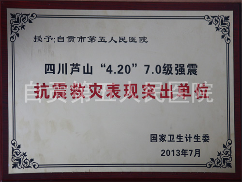 四川蘆山“4.20”7.0級(jí)強(qiáng)震抗震救災(zāi)表現(xiàn)突出單位